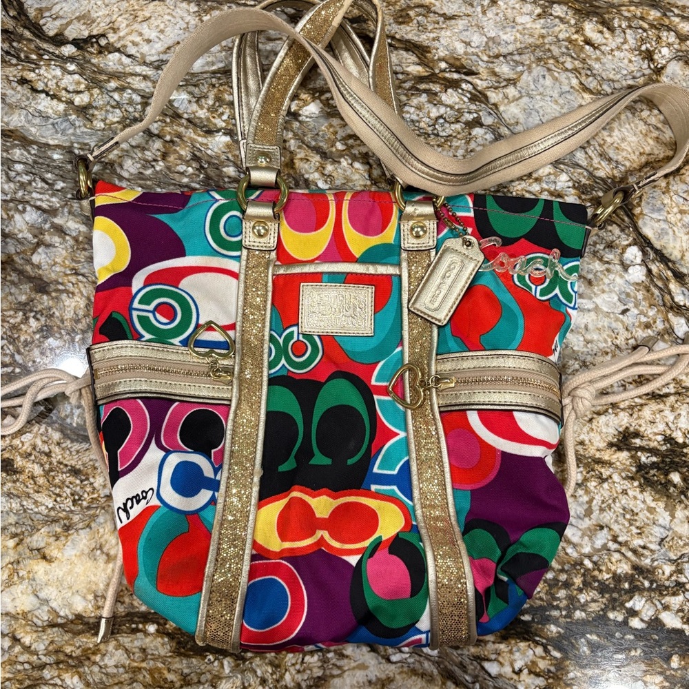 Coach Multicolor Shoulder Bag with Gold Straps
   **RARE**